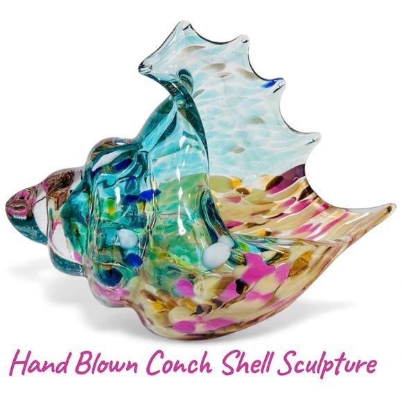 Hand Blown Conch Shell Sculpture - Picture 1 of 2
